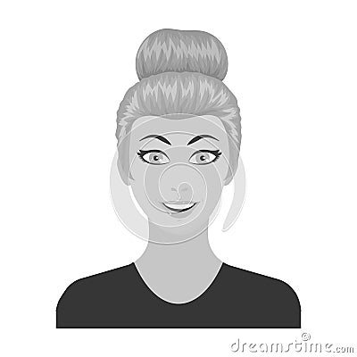 The face of a woman with a hairdo. Face and appearance single icon in monochrome style vector symbol stock illustration Vector Illustration