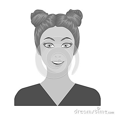 The face of a woman with a hairdo. Face and appearance single icon in monochrome style vector symbol stock illustration Vector Illustration