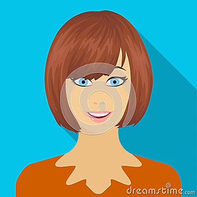 The face of a woman with a hairdo. Face and appearance single icon in flat style vector symbol stock illustration web. Vector Illustration