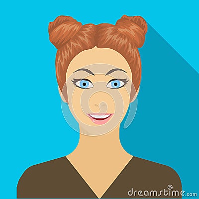 The face of a woman with a hairdo. Face and appearance single icon in flat style vector symbol stock illustration web. Vector Illustration