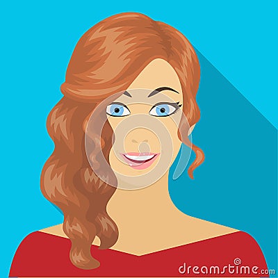 The face of a woman with a hairdo. Face and appearance single icon in flat style vector symbol stock illustration web. Vector Illustration