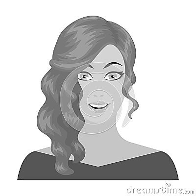 The face of a woman with a hairdo. Face and appearance single icon in monochrome style vector symbol stock illustration Vector Illustration