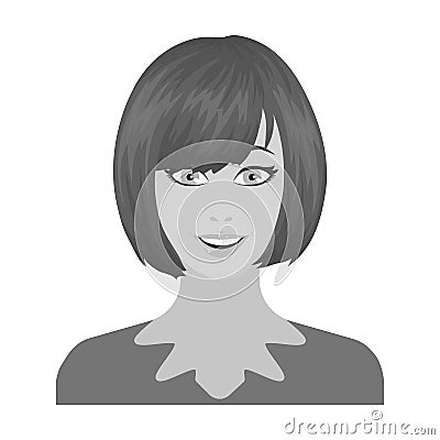 The face of a woman with a hairdo. Face and appearance single icon in monochrome style vector symbol stock illustration Vector Illustration