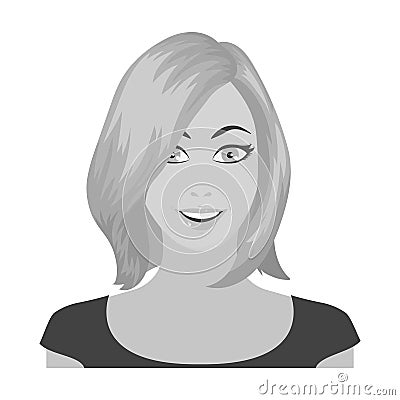 The face of a woman with a hairdo. Face and appearance single icon in monochrome style vector symbol stock illustration Vector Illustration