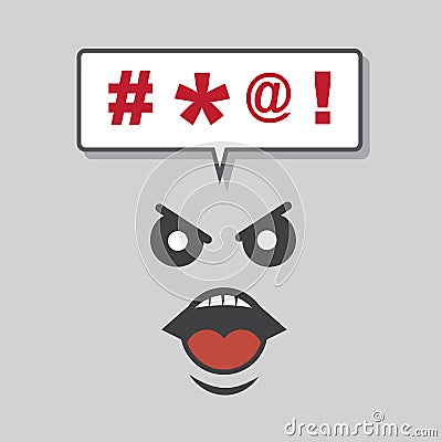 Face Yelling Expletives Vector Illustration