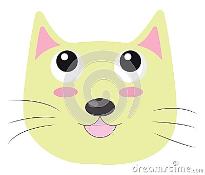 A yellow-colored happy cat vector or color illustration Vector Illustration