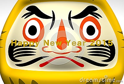 Face Of Yellow Daruma Doll With Greeting Cartoon Illustration