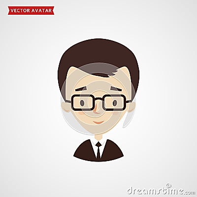 Face of young man. Businessman avatar. Vector Illustration