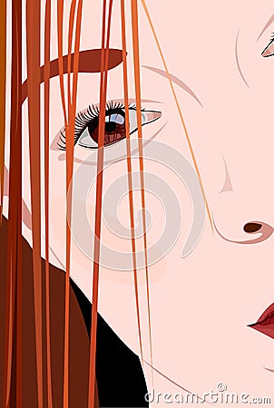 Face young woman close-up Vector Illustration