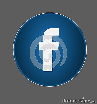 Facebook button, social media, communicate, chat logo in a shine medal vector Cartoon Illustration