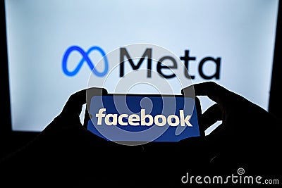 Facebook changes its company name to Meta. Meta is a social technology company Editorial Stock Photo