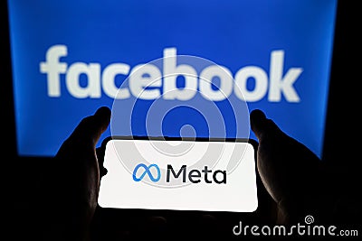 Facebook changes its company name to Meta. Meta is a social technology company Editorial Stock Photo