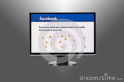 Facebook and computer Editorial Stock Photo