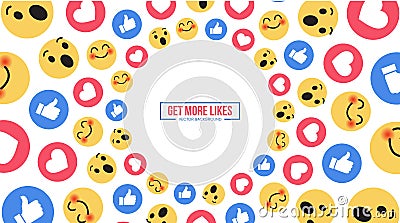 Facebook Emoji icons. Vector social media background. Vector illustration Vector Illustration