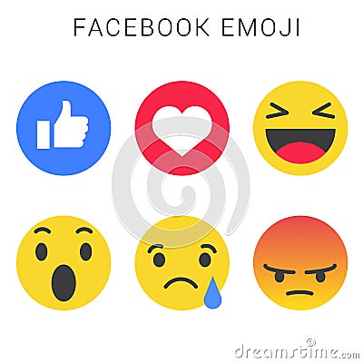 Facebook emoji with vector file. Smiley faces. Editorial Stock Photo