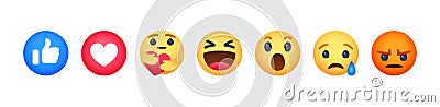 Facebook emoticon emoji icon buttons, Vector editorial illustration Vector Illustration