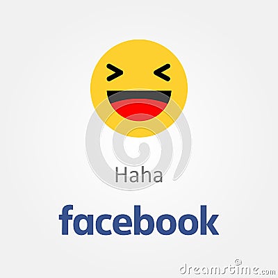 Facebook emotion icon. Haha laughing emoji vector Vector Illustration