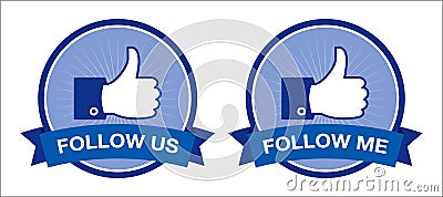 Facebook follow us / follow me buttons - retro Vector Illustration