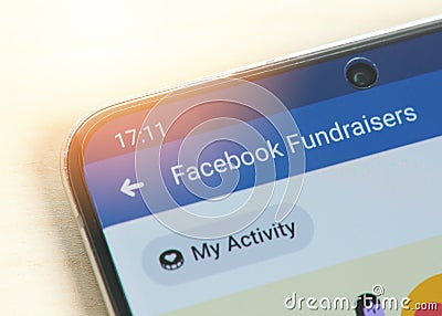 Facebook fundraisers service Editorial Stock Photo