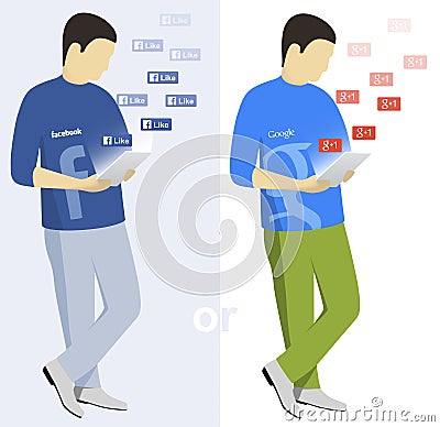 Facebook and Google users Vector Illustration