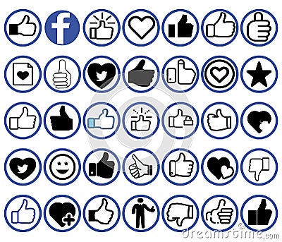 Facebook Icon Collection Vector Illustration