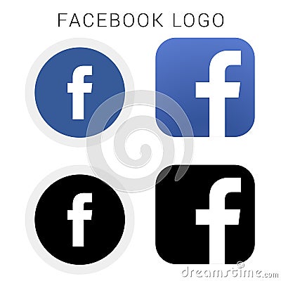 Facebook icon logo with black & white and vector file Vector Illustration