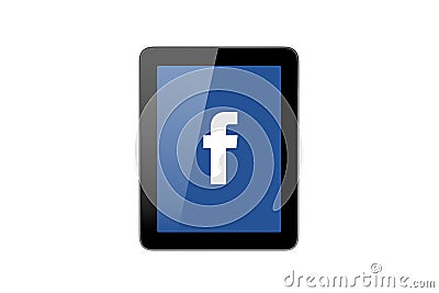 Facebook Icon on Tablet Pc Editorial Stock Photo