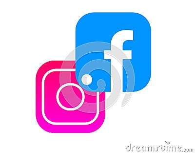 Facebook Instagram logo combined, Facebook logo combine with Instagram logo together,Instagram logo vector, Facebook logo vector Editorial Stock Photo