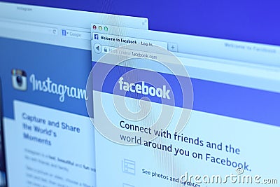 Facebook and Instagram main webpage Editorial Stock Photo