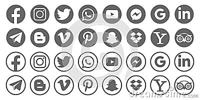 Facebook Instagram Twitter Whatsapp, Youtube, Telegram, Messenger, LinkedIn etc - popular social media, messengers, video Vector Illustration