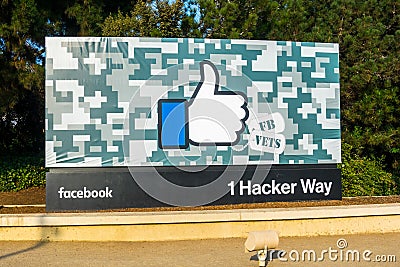 The Facebook Like Button customized for Veterans Day; Editorial Stock Photo