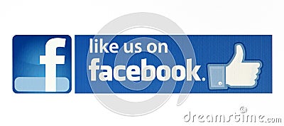 Facebook like logo for e-business, web sites, mobile applications, banners on pc screen. Editorial Stock Photo