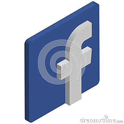 Facebook logo isometric icon Vector Illustration