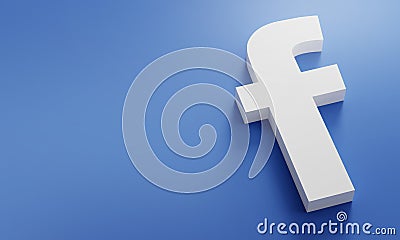 Facebook Logo Minimal Simple Design Template. Copy Space 3D Editorial Stock Photo