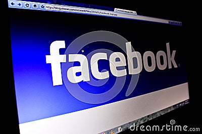Facebook Logo on PC Screen Editorial Stock Photo