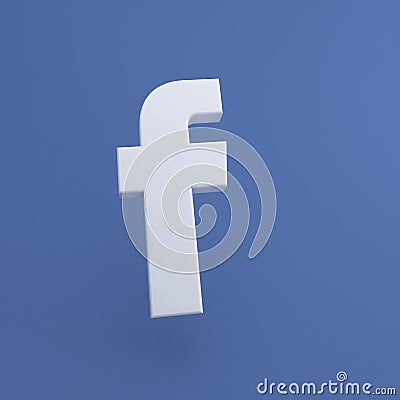 Facebook logo printed on blue. 3d render background. minsk, belarus - 23.10.2020. Editorial Stock Photo