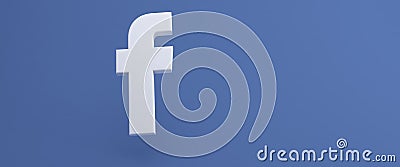 Facebook logo printed on blue. 3d render background. minsk, belarus - 23.10.2020. Editorial Stock Photo