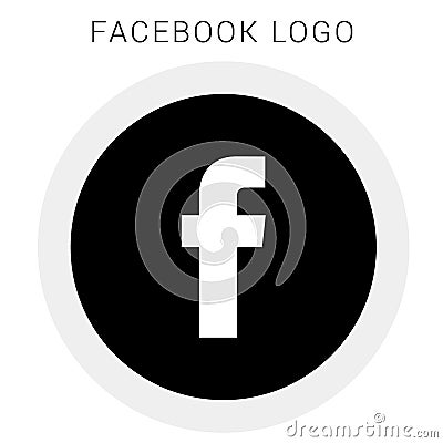 Facebook logo with vector Ai file. rounded Black & White Editorial Stock Photo