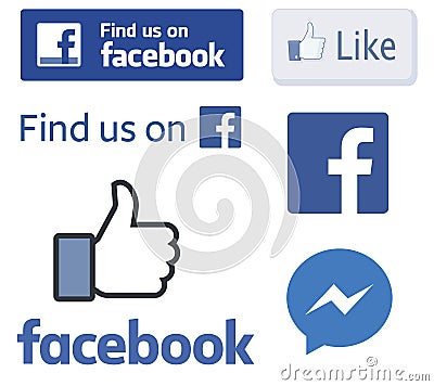 Facebook logos and like thumb vectors Vector Illustration