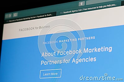 Facebook marketing partners for agencies Editorial Stock Photo