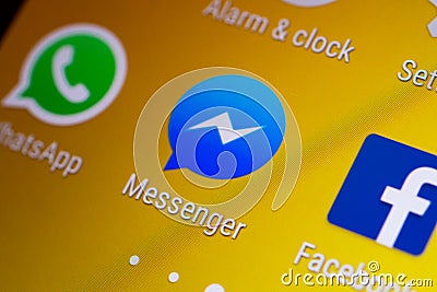 Facebook Messenger application thumbnail / logo on an android smartphone Editorial Stock Photo