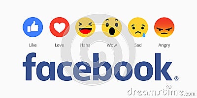 Facebook new like buttons icons. Vector Illustration