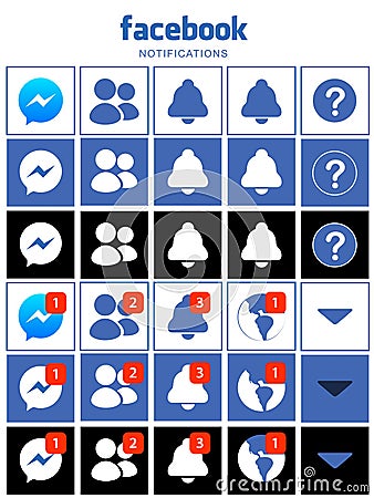 Facebook notifications, new buttons. Like buttons. Vector Illustration