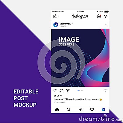 Fully Editable Instagram Post Mockup Editorial Stock Photo