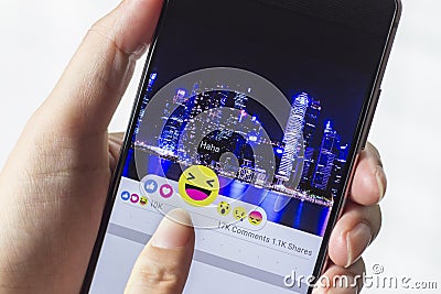 Facebook rolls out five new reactions buttons Editorial Stock Photo