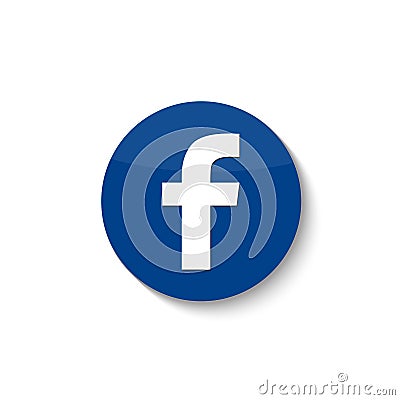 Facebook social network icon with shadow. Vector. Vector Illustration