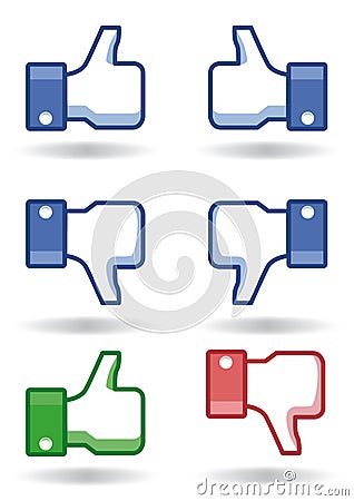 Facebook thumbs like!/dislike! Editorial Stock Photo