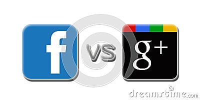 Facebook v Google Plus Editorial Stock Photo