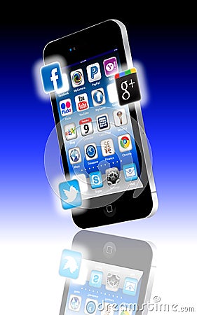 Facebook V Google Plus V Twitter Apps Stock Photo - Image: 21792340