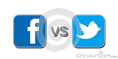 Facebook v Twitter Editorial Stock Photo